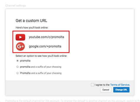 youtube channel url settings